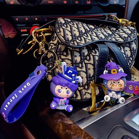 سلسلة مفاتيح دمى الغابة المسحورة أشكال منوعة مع حلقة مفاتيح متحركة , هدية لطيفة .