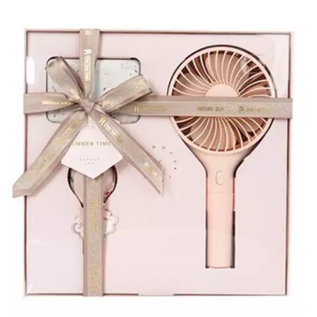 مجموعة هدايا Maoxin Summer Time - باور بانك صغير بسعة 10000 مللي أمبير في الساعة ، وكابل بيانات USB صغير بحجم 50 سم ومروحة USB محمولة - وردي