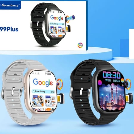 ساعة Smartbarry EDS C99 Plus الذكية مع شاشة AMOLED ‎2.06‎ بوصة، كاميرا دوارة قابلة للسحب، 4G SIM، GPS، ذاكرة 3+32 جيجابايت