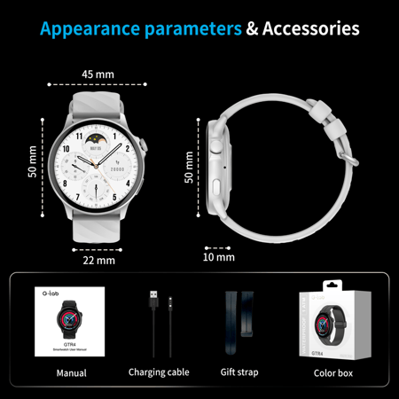 ساعة ذكية جي تاب G-tab GTR 4 شاشة دائرية تدعم المكالمات مع سوار إضافي