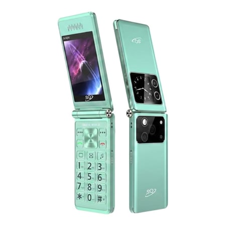 جوال SQ600 القابل للطي بشاشتين – شريحتين، صوت عالي، بطارية 2300mAh – SQ2 Mobile SQ600