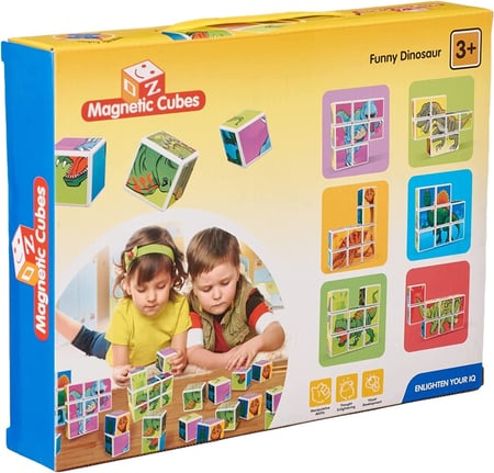 مجموعة مكعبات مغناطيسية 8 مكعبات بالوان و رسومات جذابة