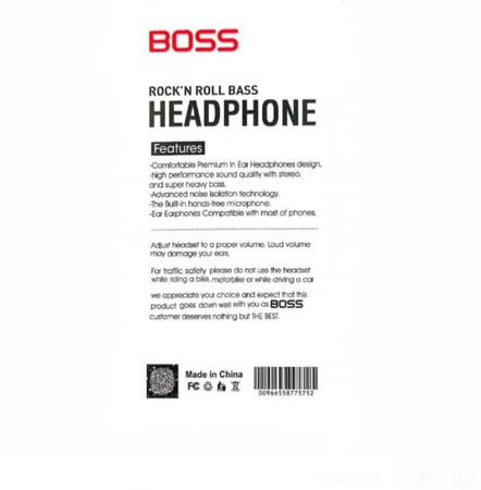 سماعات BOSS B-7 عصرية ومريحة مع كابل طويل ومريح لا يتشابك - اسود