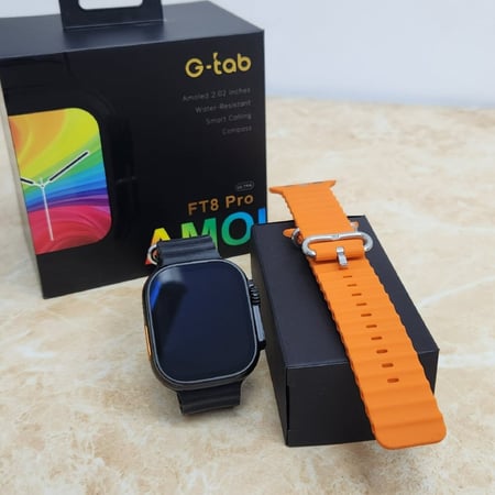ساعة FT8 Pro الذكية من G-Tab بشاشة AMOLED ‎2.02‎ إنش | مكالمات بلوتوث | متوافقة مع iPhone وAndroid