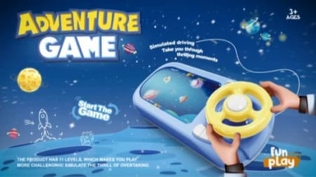 لعبة سيارة محاكية لسيارات السباق مزودة بمقود قيادة تفاعلي مع اضاءة و موسيقى