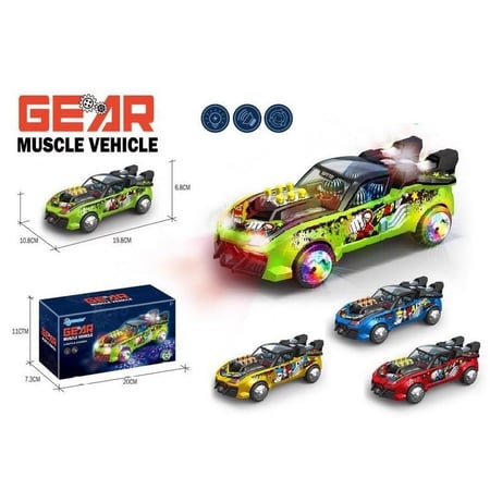 لعبة سيارة سباق سريعة باطارات مضيئة دوران مع موسيقى تفاعلية