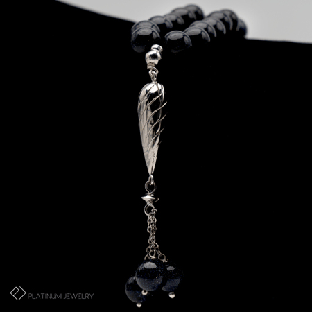 سبحة من حجر ستار اونيكس طبيعي شراب فضة عيار 925