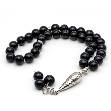 سبحة من حجر ستار اونيكس طبيعي شراب فضة عيار 925