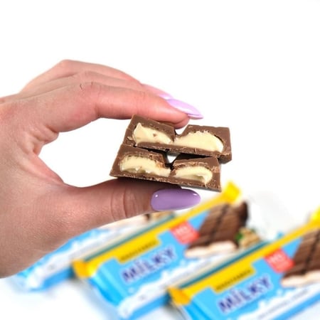 (كرتون40حبة)-بديل الكندر الصحي!-سناك ميلكي!,(شوكولاتة بالحليب!), 34 جرام-SNAQ FABRIQ Milk Chocolate