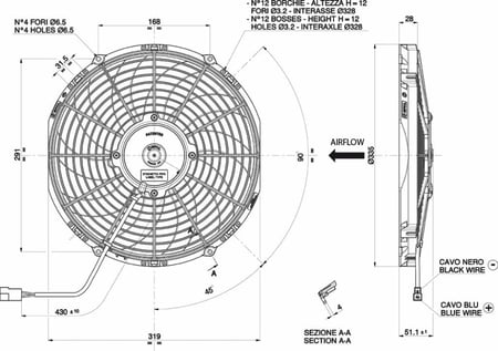 مروحة سبال 12 انش دفع SPAL FAN 12in PUSH -VA10-AP10/C-61S