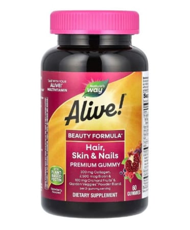 ناتشرز واي ألايف حلوى مكمل غذائي للشعر والبشرة والأظافرالفراولة 60 قطعة