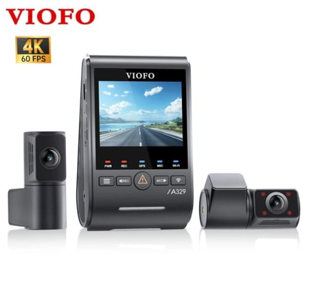 داش كام فيوفو VIOFO A329S 3CH 4K GPS أمامية ، خلفية ، داخلية