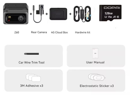 عرض خاص / داش كام دي دي باي DDPAI-Z60 4K GPS أمامية + خلفية
