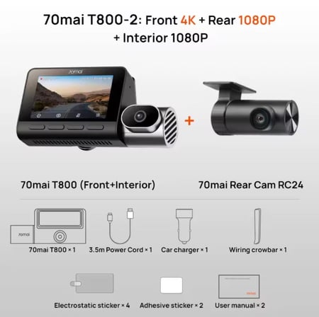 داش كام شاومي T800-4K أمامية , داخلية ، خلفية