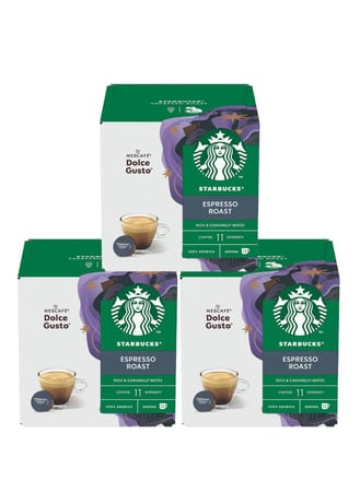 ستاربكس 3 علب كبسولات دولتشي قوستو اسبريسو روست Starbucks 3 Boxes Dolce Gusto Espresso Roast Capsules