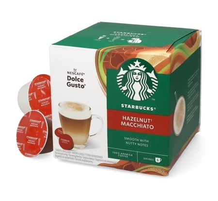 كبسولات ستاربكس بندق مكياتو Starbucks Hazelnut Macchiato 12 pods for Dolce Gusto