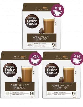 3 علب كبسولات دولشي قوستو كافيه أوليه انتيسنو DOLCE GUSTO CAFE AU LAIT INTENSE