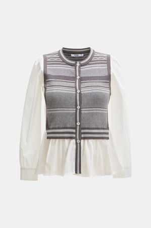 قميص بتفاصيل محبوكة مقلمة