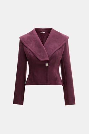 جاكيت شامواة بياقة مطوية