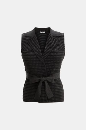 جاكيت بلا أكمام بحزام ربط