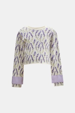بلوزة محبوكة بنقوش زهرة اللافندر