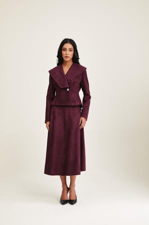 جاكيت شامواة بياقة مطوية