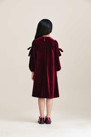 فستان مخمل مزين بفيونكات