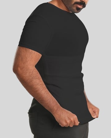 مشد رجالي أسود نص كم  لشد البطن و الخصر تحت الثوب من بيكاتشي®