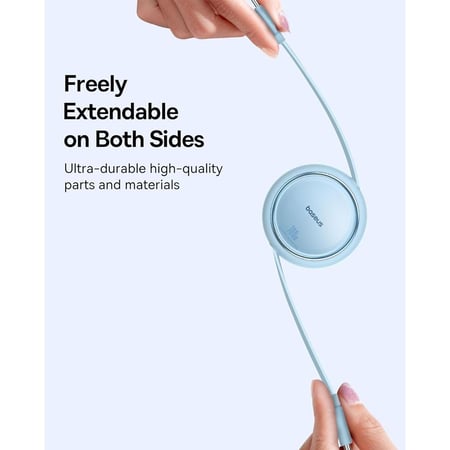 كيبل شحن صغير فري تو درو قابل للسحب من بيسيوس تايب سي |  100 وات | 1 متر