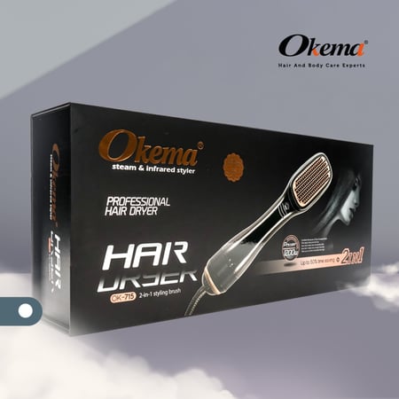اوكيما OK 715 أثناء الاستخدام لفرد وتجفيف الشعر في خطوة واحدة