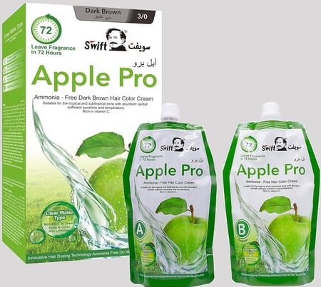 سويفت كريم صبغة شعر لتغطية الشعر الرمادي بنسبة 100% من ابل، لون اسود طبيعي، 500 مل (بني داكن)