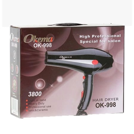 اوكيما OK 998 أثناء الاستخدام بتدفق هواء قوي لتجفيف الشعر