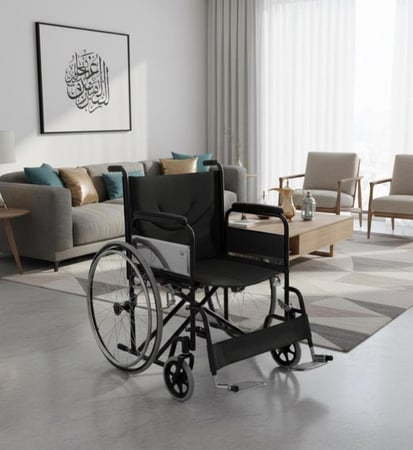 كرسي متحرك خفيف الوزن لكبار السن | مقعد عريض 51 سم وتحمل 130 كجم