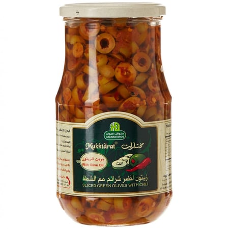 زيتون حلواني اخضر شرائح مع الشطة كبير  650 جم شد 6
