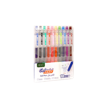 طقم 10 ألوان قلم جل روكو 0.7 ضغاط روكو