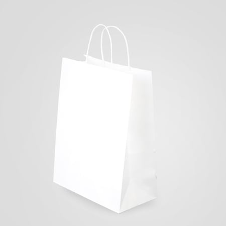 كيس ورق أبيض طولي الشكل بقاعدة - 25*33 سم