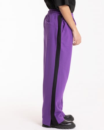 Side embroidered with straight black line trousers