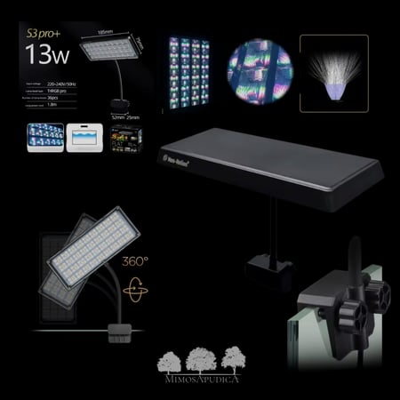مصباح النباتات S3 Pro+ – ضوء احترافي لأحواض الزينة (13 واط RGB)