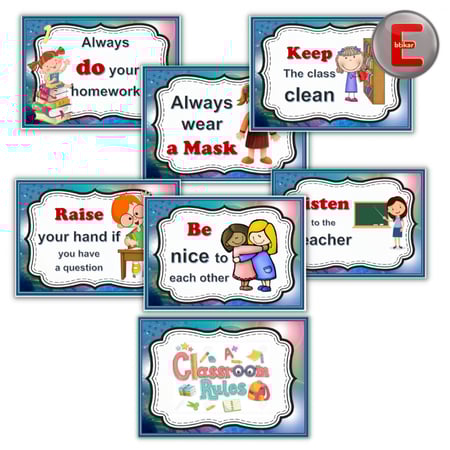 القواعد الصفية بنات نموذج ب (7 بطاقات )