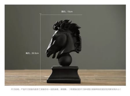 مجسم رأس الخيل الأسود مصنوع من الرخام الصناعي