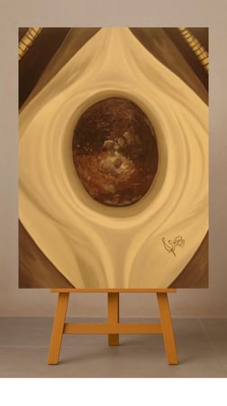 لوحة تشكيلية للاقتناء ( الحجر الأسود ) حجم كبير