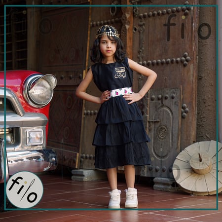 فستان شانتون بحزام ابيض