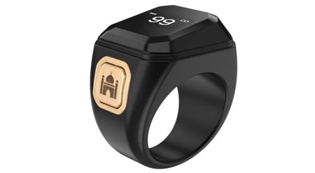 خاتم التسبيح الذكي 20 ملم -للتذكير بتوقيت الصلاة، شاشة OLED، عداد تسبيح ذكي مقاوم للماء