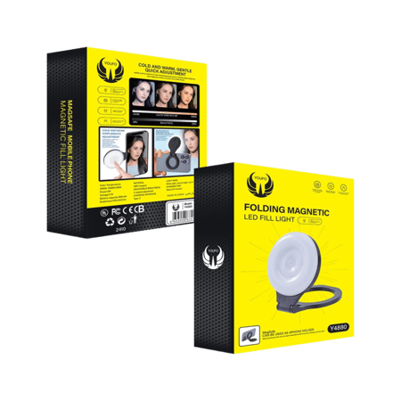 YOUFO - حلقة اضاءة للسيلفي Y4880 تدعم الماق سيف - أسود