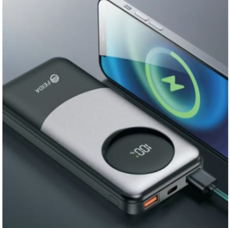 فيدا- باور بانك 10000mAh متعدد المنافذ مع شاشة رقمية