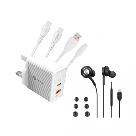 عرض التايب سي الاندرويد سماعة تايب سي و فيش منفذين و 2 كيابل ماركة فيدا