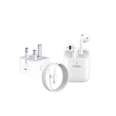 عرض سماعة ايربودز فيدا 2 + فيش بيدي ايفون + كيبل بيدي ايفون