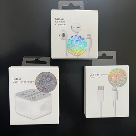 عرض بوكس الايفون 3 منتجات سماعه سلك  وكيبل PD وفيش ضمان المتجر