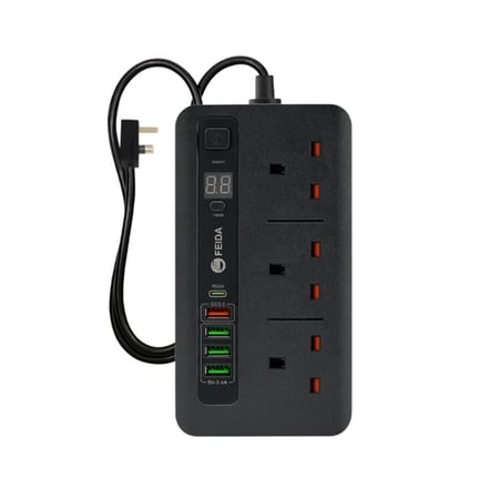 توصيلة كهربائية بمؤقت ذكي 3 متر - اسود - ماركة فيدا