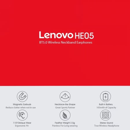 لينوفو | سماعة بلوتوث Lenovo | Neckband Bluetooth Earphone v5.0